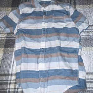 Arizona Jean Company Blue and Brown Striped Shirt